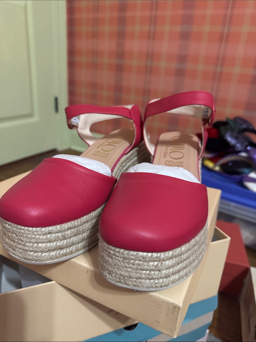 Women's PINK Espadrille Platform Sandals with Ankle Strap